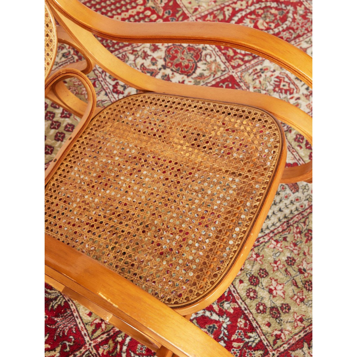 Rocking-chair cannage Alibert N°91 - Bon état bois clair, DEBONGOUT