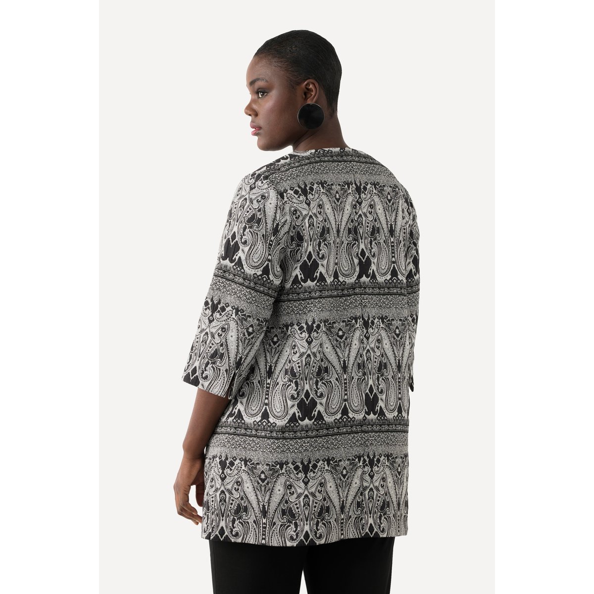 Veste motif cachemire à encolure en V et noir, ULLA POPKEN