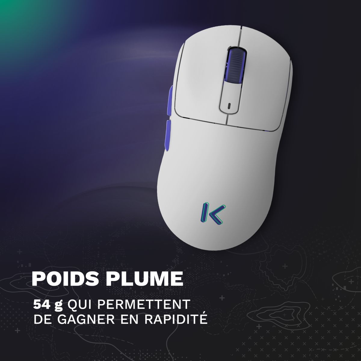 Souris Gamer Sans Fil M20 Blanche Ultimate 1K couleur unique, SKILLKORP