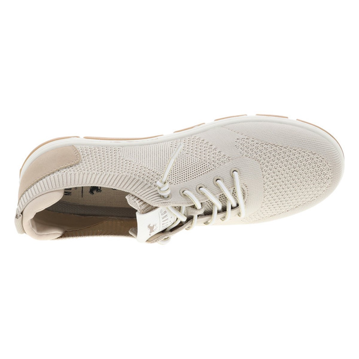 Sneakers bleu marine à talon plat avec une fermeture à lacets élastiqués beige, MUSTANG