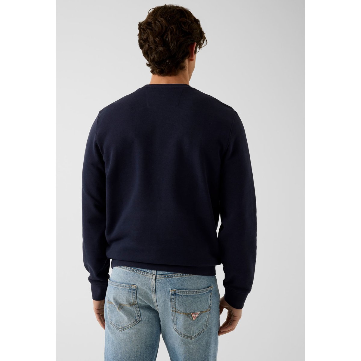 Sweatshirt Avec Logo Brodé bleu foncé, GUESS