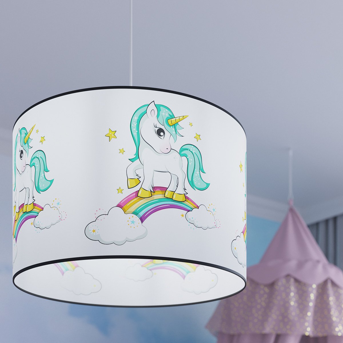 Suspension PVC Multicolore E27 1 Licorne 40 multicolore, EDEN