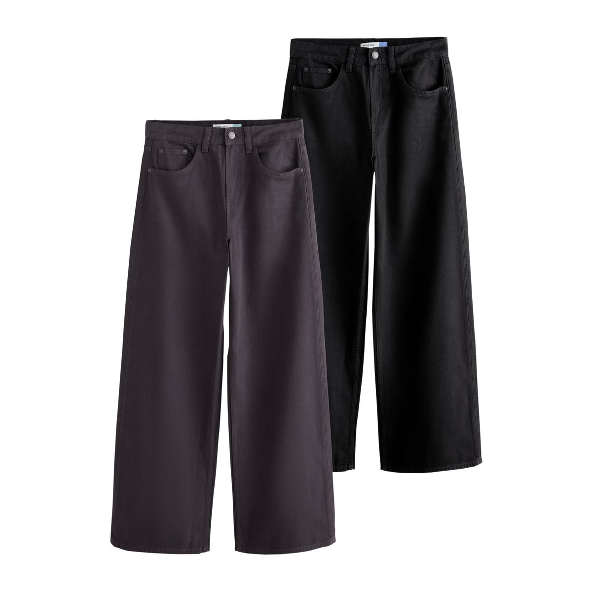 Jean large, lot de 2 noir/brun chocolat, NEXT