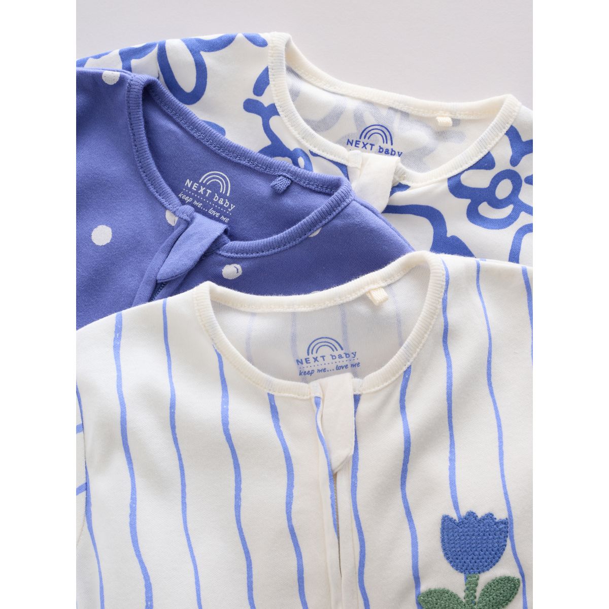 Dors-bien à zip double sens bébé, lot de 3 bleu, NEXT
