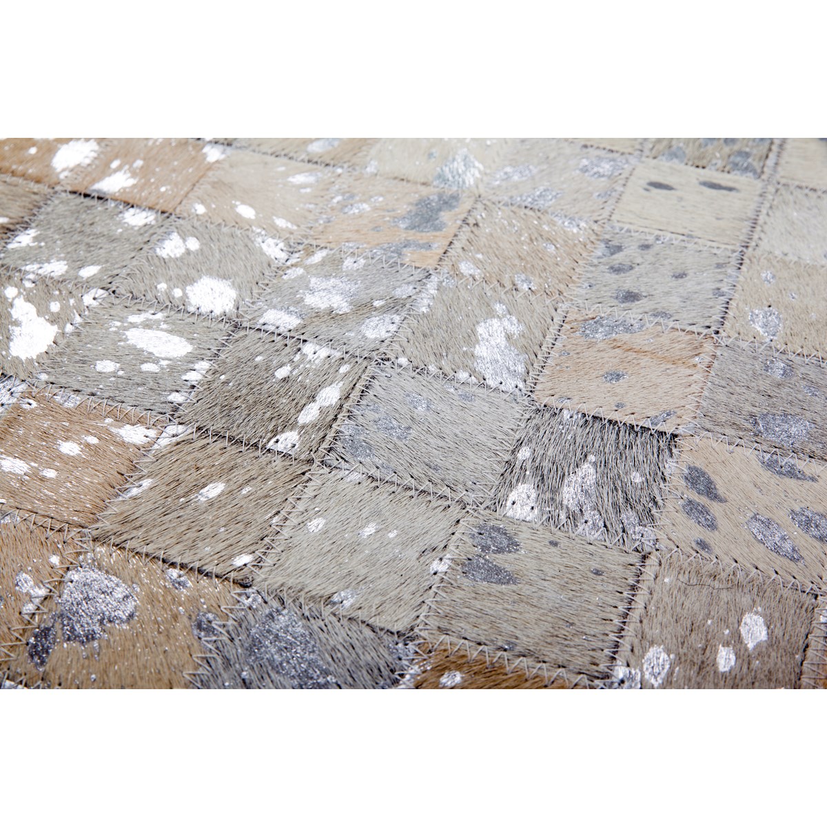 Tapis salon et chambre moderne cuir véritable ALMEIDA gris, NOVATREND