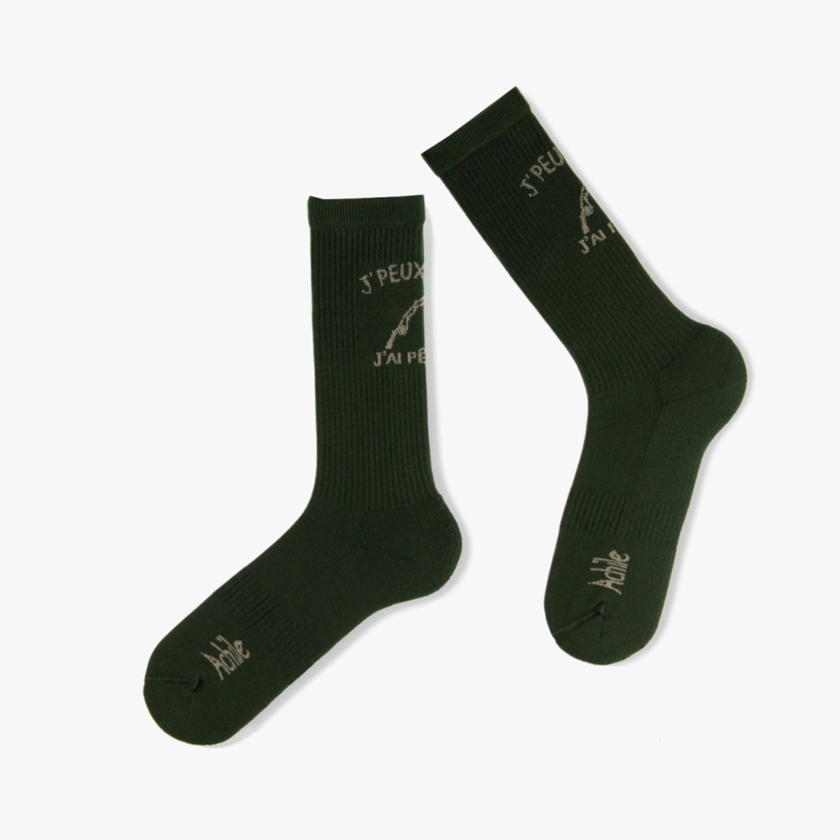 Mi-chaussettes Humoristique Pêche en Coton Achile Made in France kaki, ACHILE