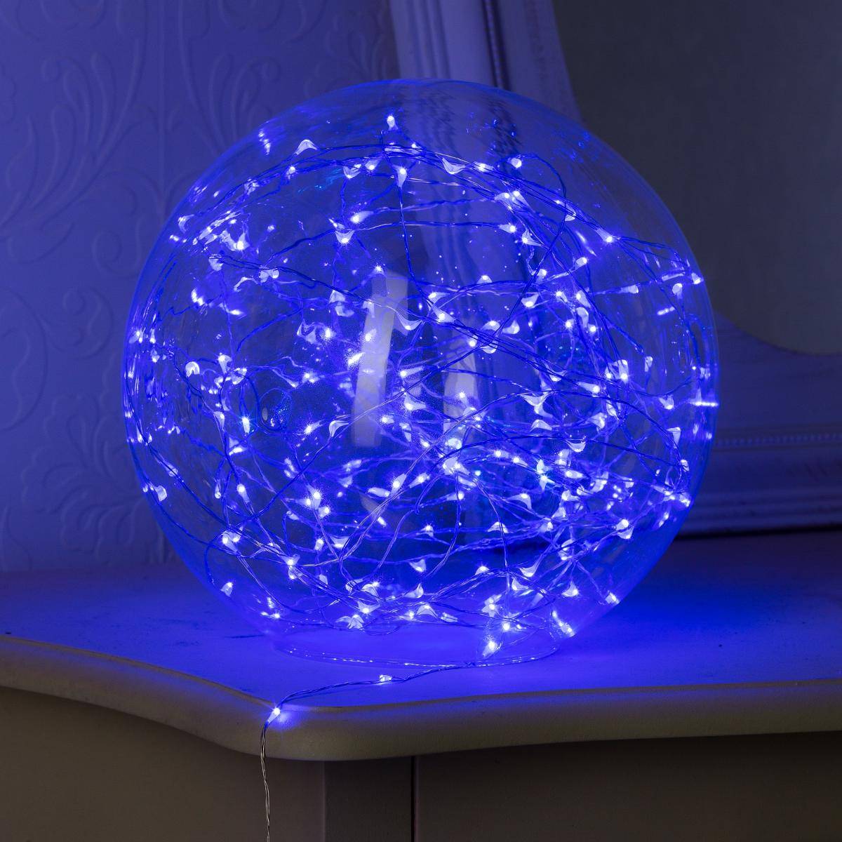 Guirlande lumineuse intérieur 2m blanc chaud 20 LED à piles bleu, FEERIC LIGHTS & CHRISTMAS