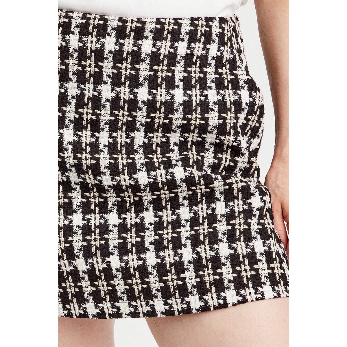 Jupe-short trapèze tweed noir, CACHE CACHE