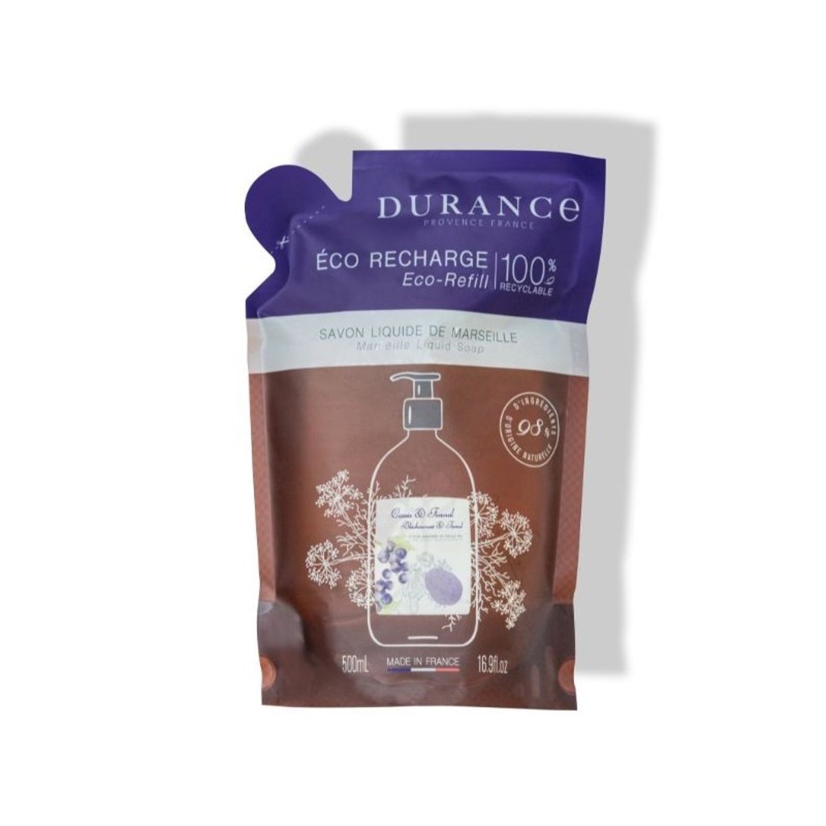 Recharge savon liquide CASSIS & FENOUIL couleur unique, DURANCE