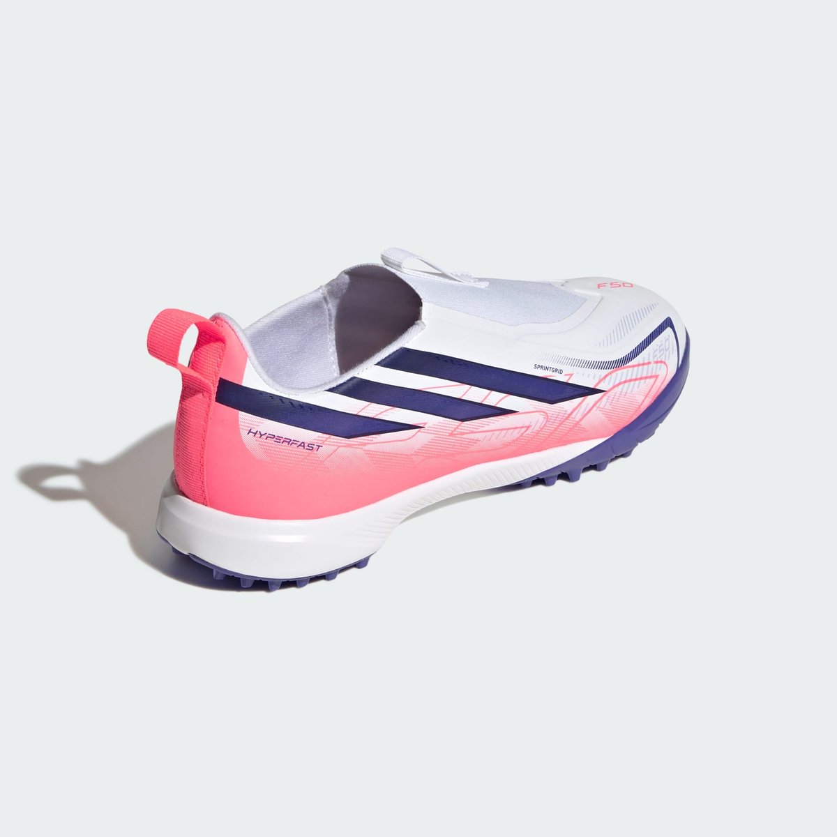Chaussure De Football Sans Lacets F50 Hyperfast League Turf Enfants Chaussure De Football Sans Lacets F50 Hyperfast League Turf Enfants cloud white / solar purple / solar turbo, adidas Performance