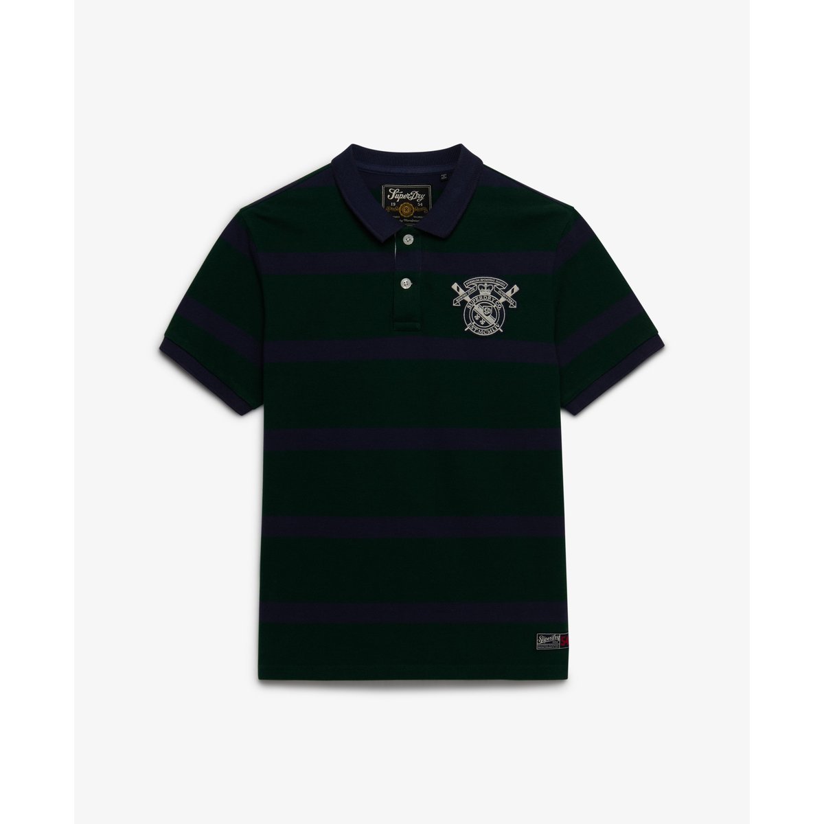 Polo Crest Stripe rayure vert/marine, SUPERDRY