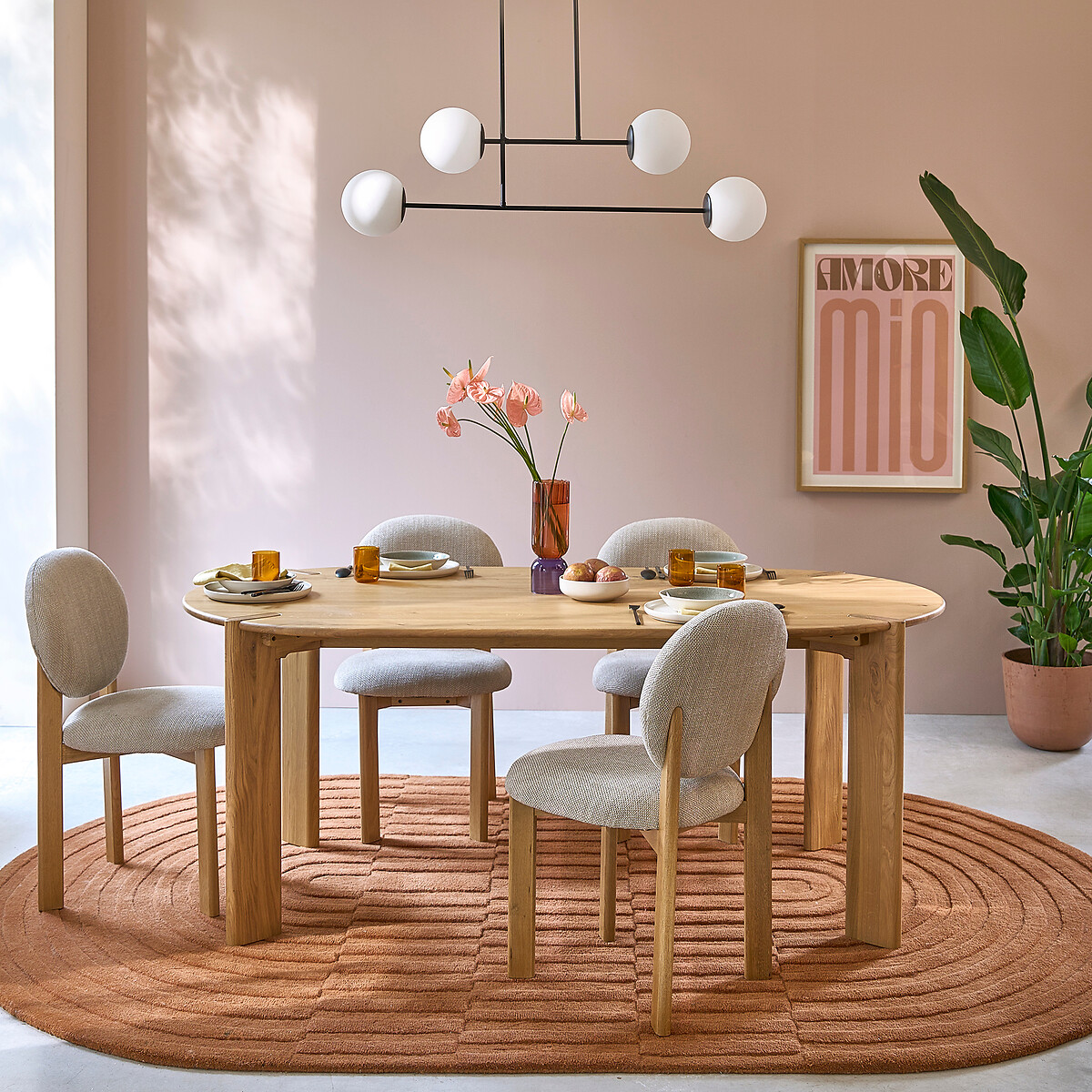 Table à manger, en chêne massif, 6 à 8 couverts, ELMO chêne, LA REDOUTE INTERIEURS