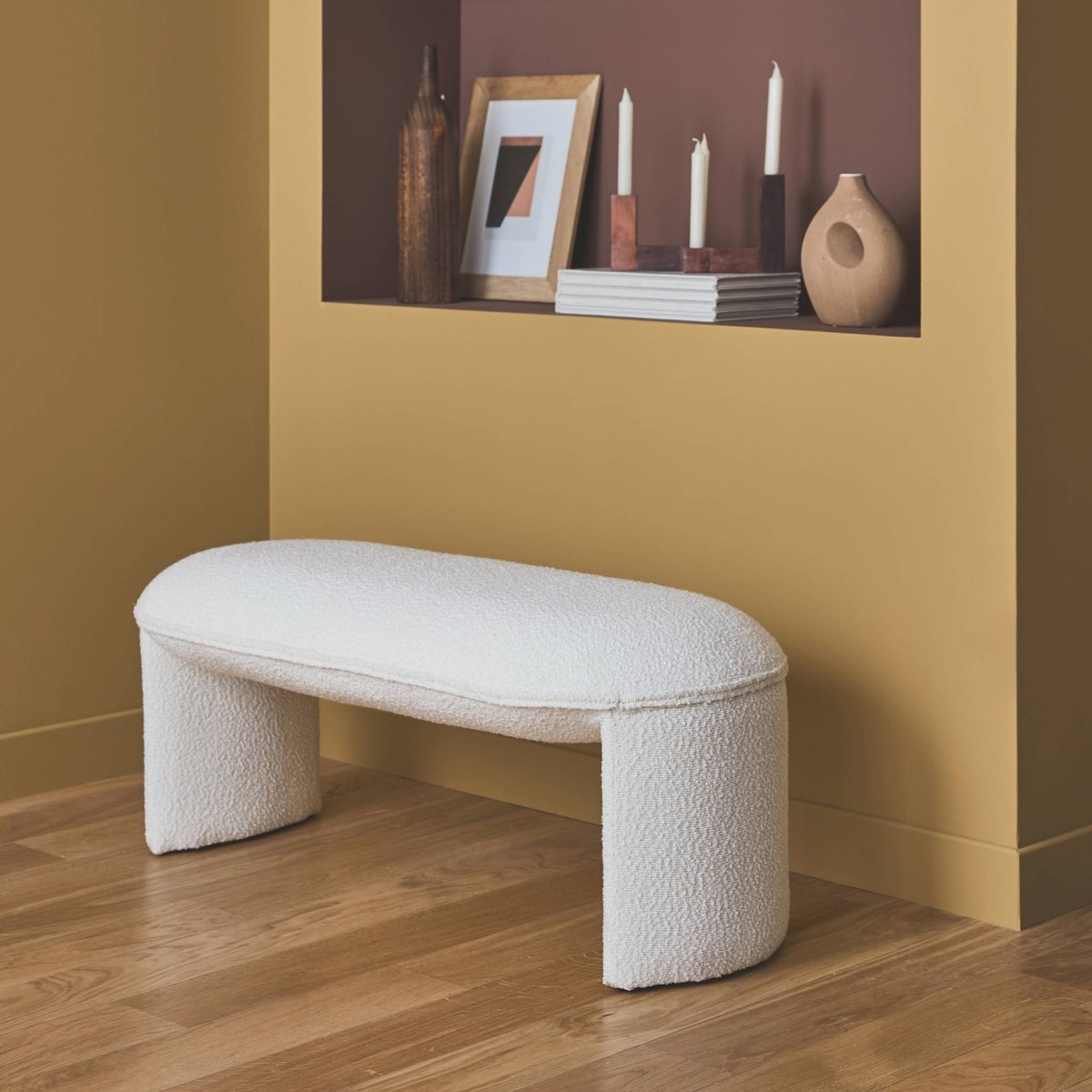 Banc, bout de lit bouclette SHAWN crème, SWEEEK