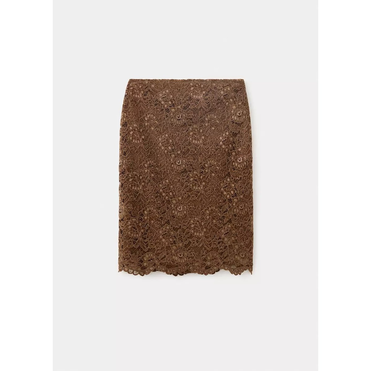 Jupe midi dentelle moutarde, MANGO