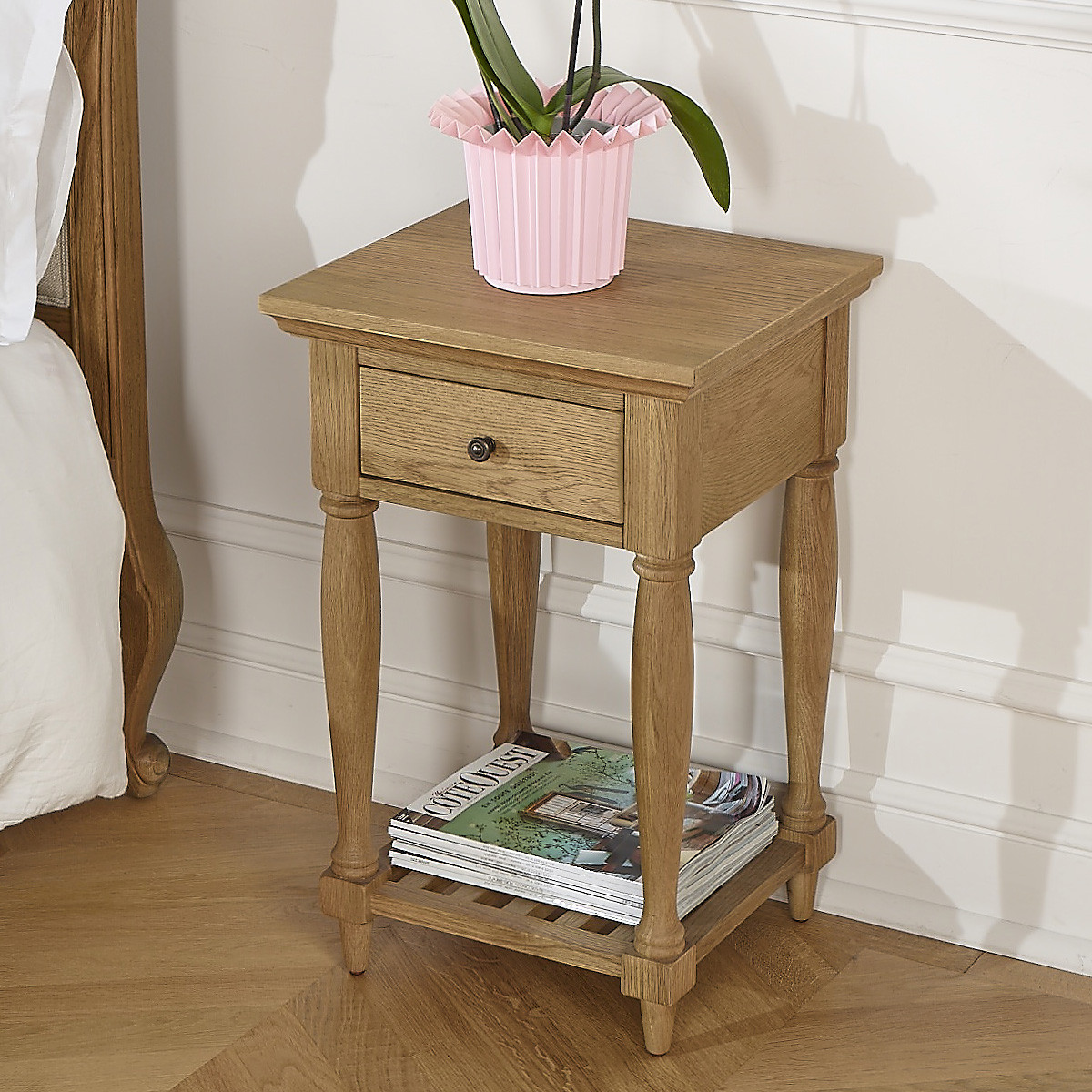 Chevet style shabby chic en chêne EDINBURGH marron, ROBIN DES BOIS