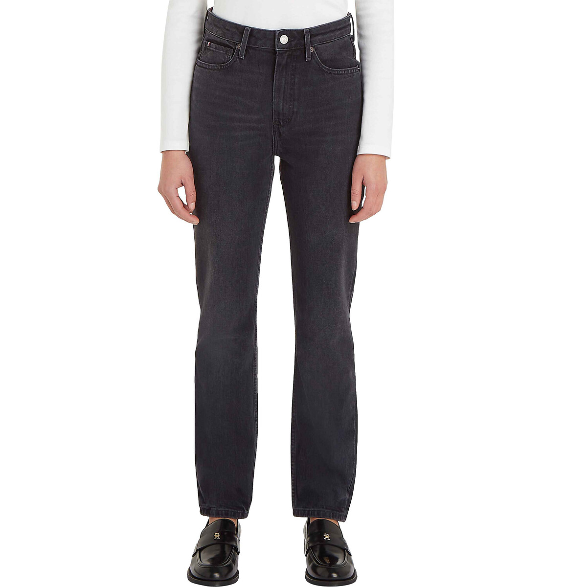 Slim Fit Cigarette Jeans in Stretch Cotton black denim, TOMMY HILFIGER