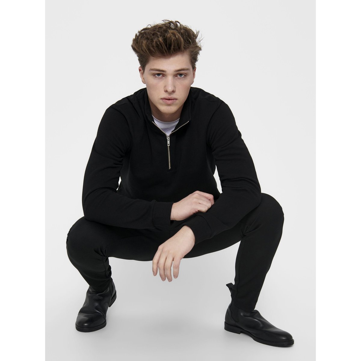 Sweat demi-zippé noir, ONLY & SONS
