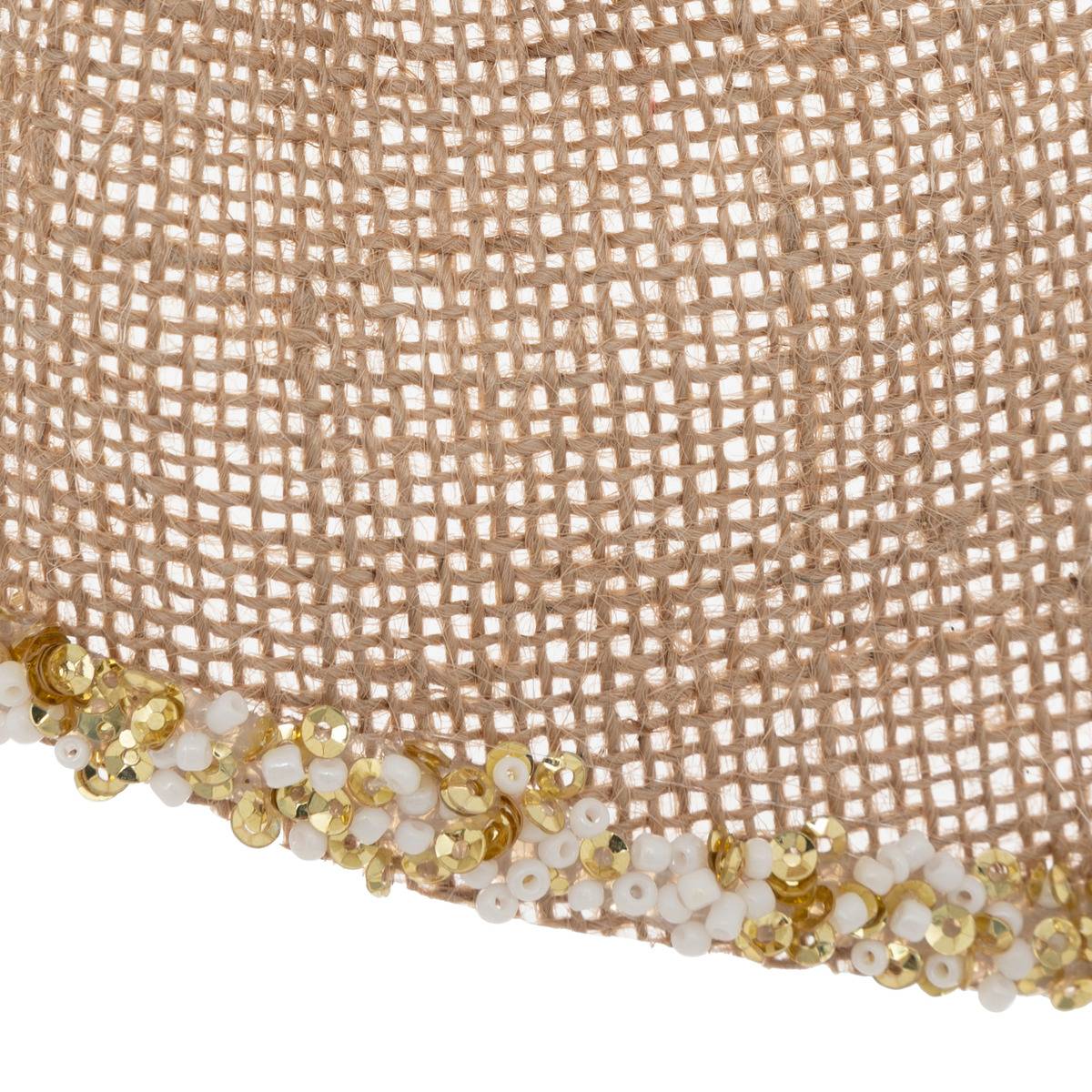 Noeud déco givré 20 x 24 cm jute beige beige ficelle, ATMOSPHERA