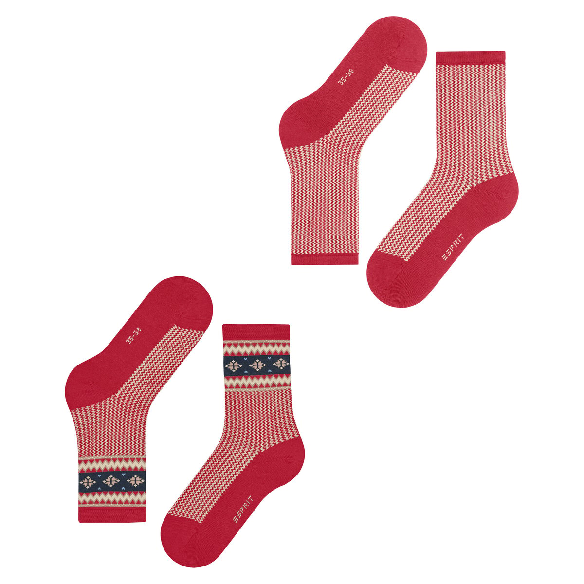 Chaussettes pour bottes Scandi 2-Pack Opaque rouge, ESPRIT