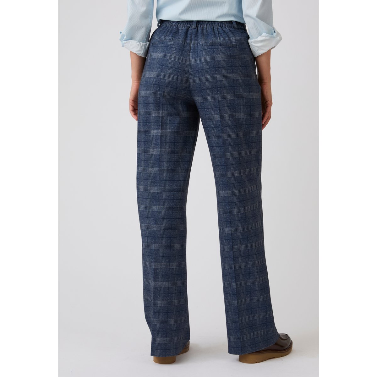 Pantalon large enfilable maille jacquard gris carreaux, DAMART