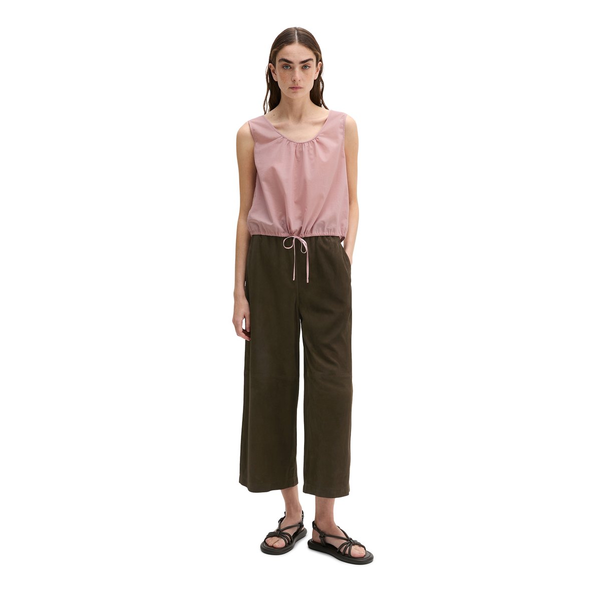 Blouse sans manches regular en voile de coton doux rose, MARC O'POLO
