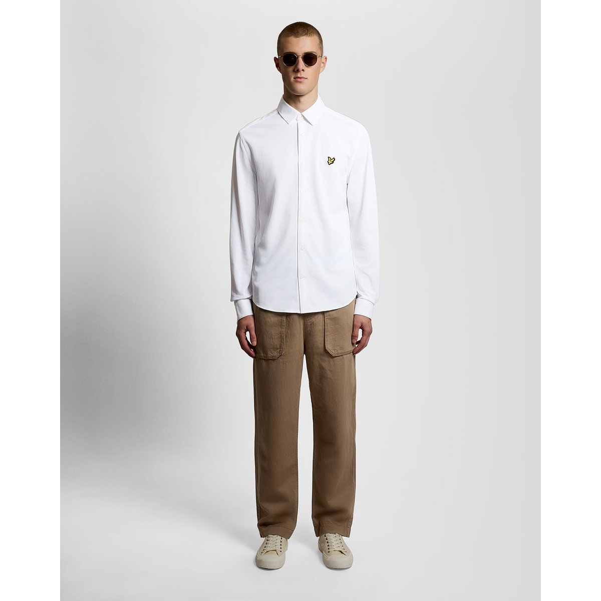 Chemise en coton Oxford Jersey blanc, LYLE & SCOTT