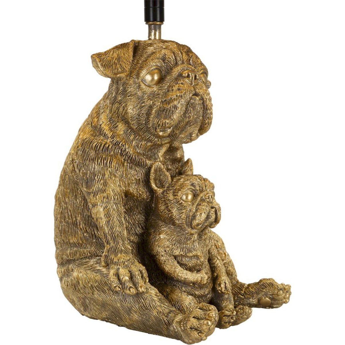 Lampe à poser duo de chiens sculptés MODERN doré et noir, RECOLLECTION