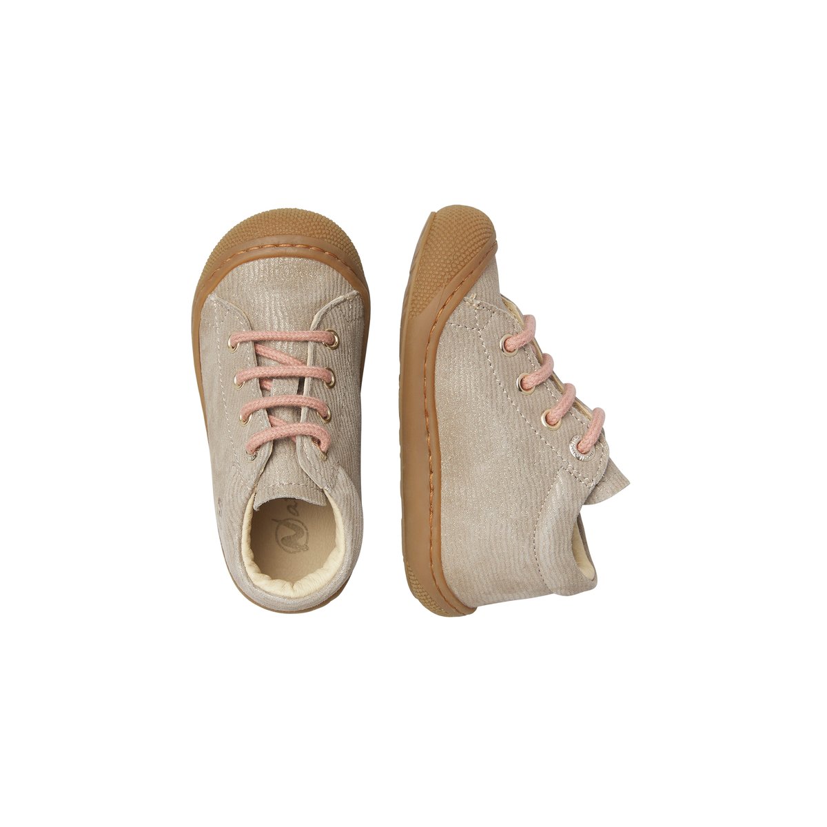 Chaussures premiers pas en suède COCOON platine-rose, NATURINO