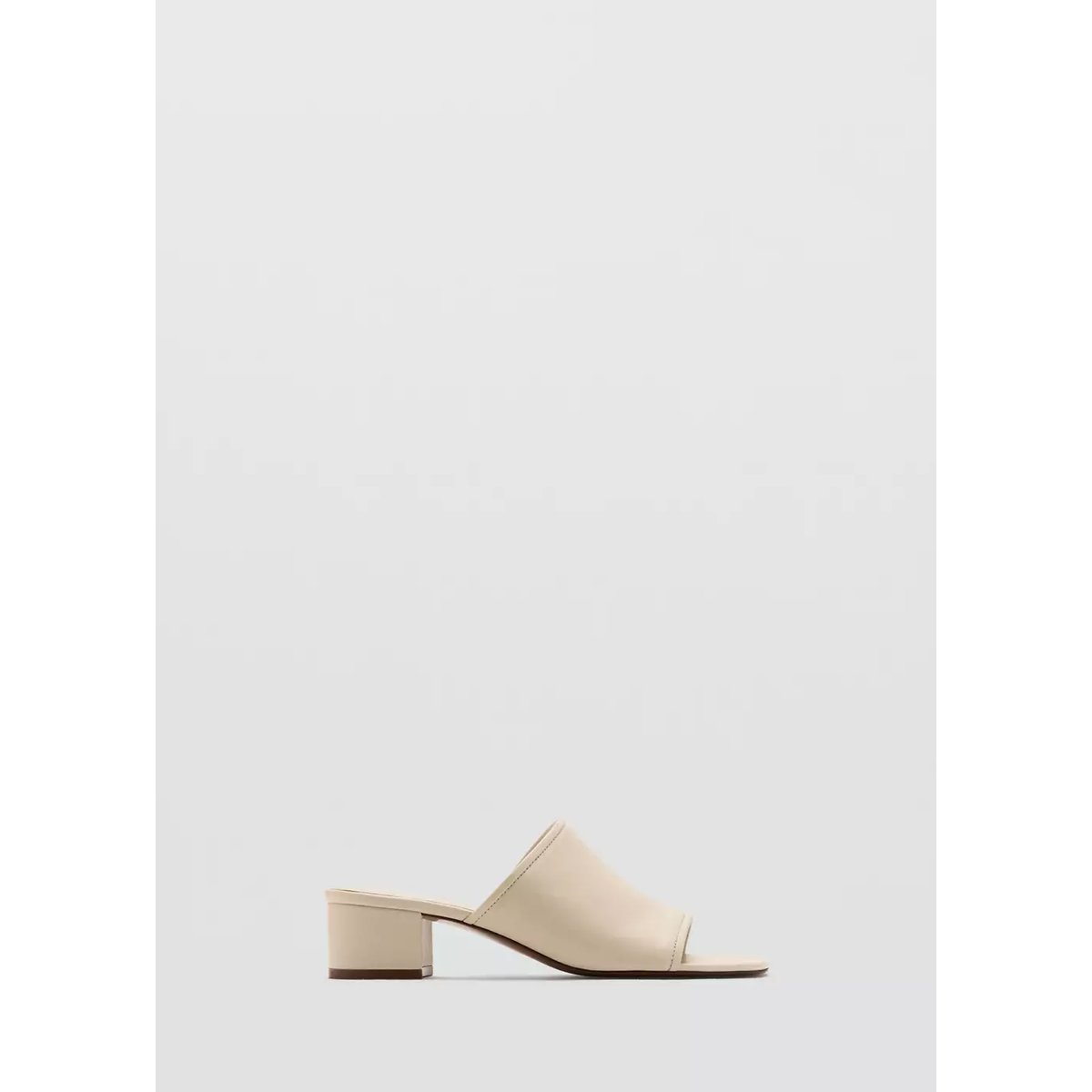 Sandales cuir talon bloc écru, MANGO