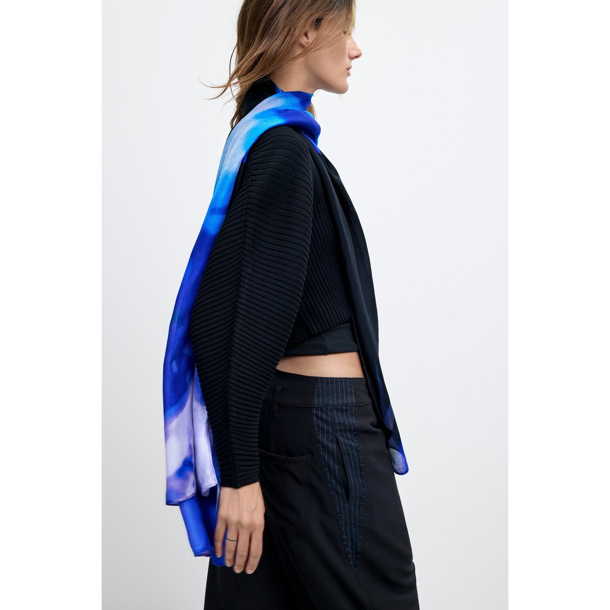 Foulard rectangulaire à dégradé bleu, DESIGUAL