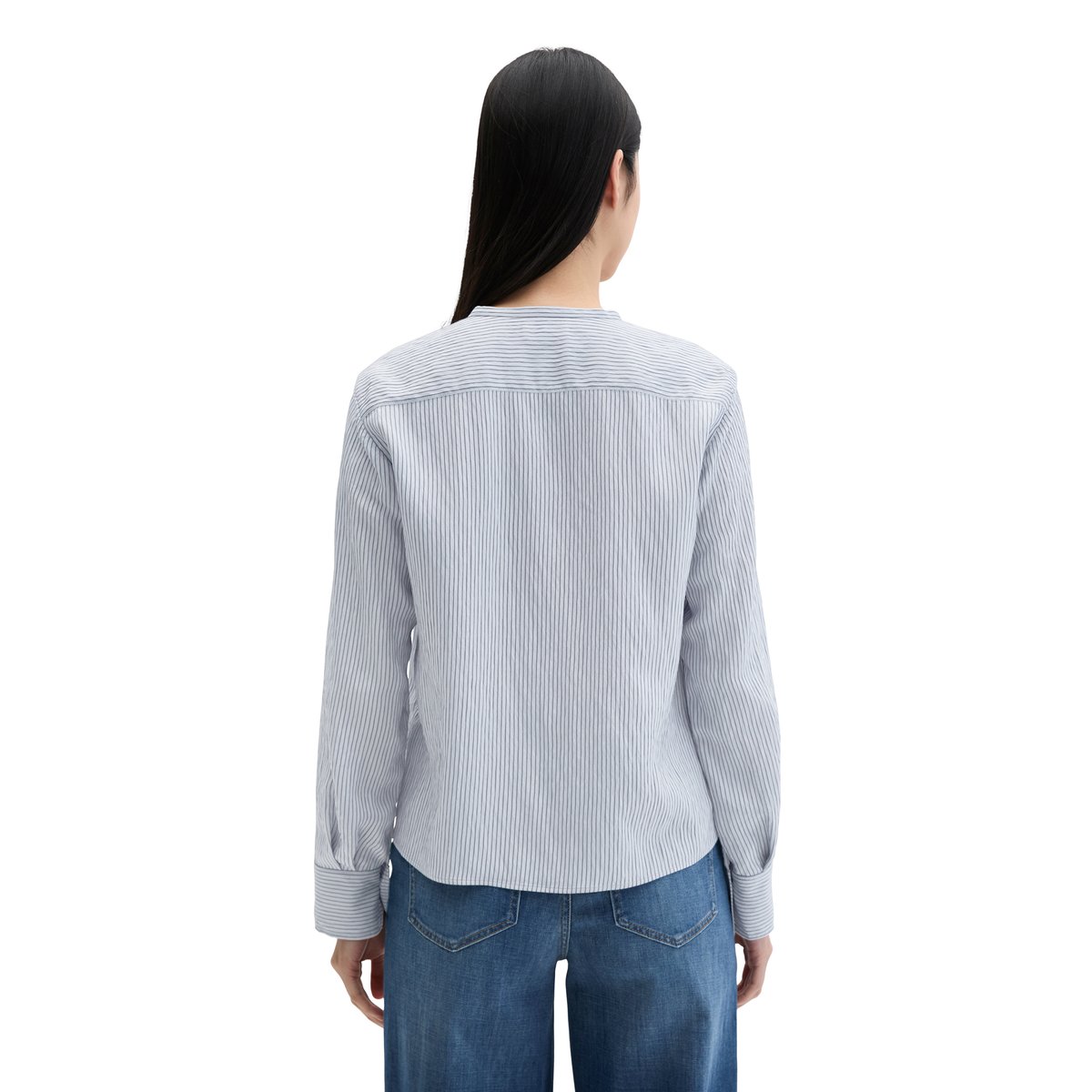 Blouse à rayures crinkle A-Shape en LENZING™ ECOVERO™ bleu moyen, MARC O'POLO