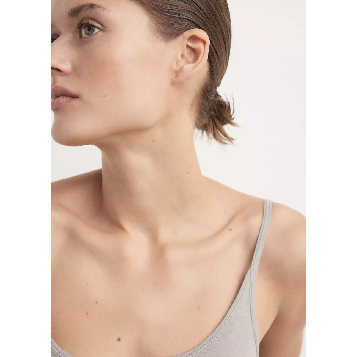Top coton bretelles gris clair/pastel, MANGO
