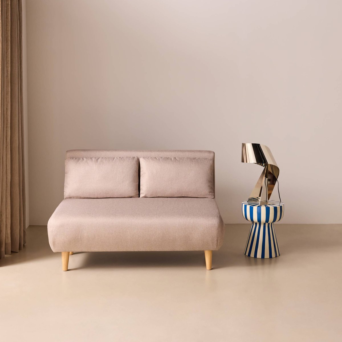 Canapé convertible 2 places tissu GUESTA gris clair, SWEEEK