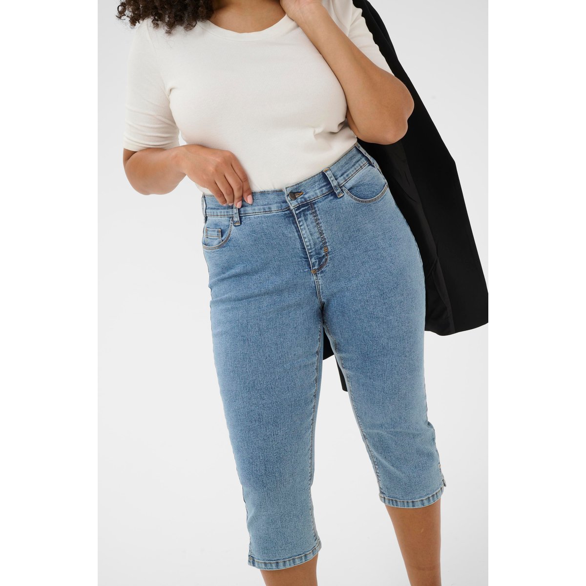 Jeans bleu washed blue denim, KAFFE CURVE