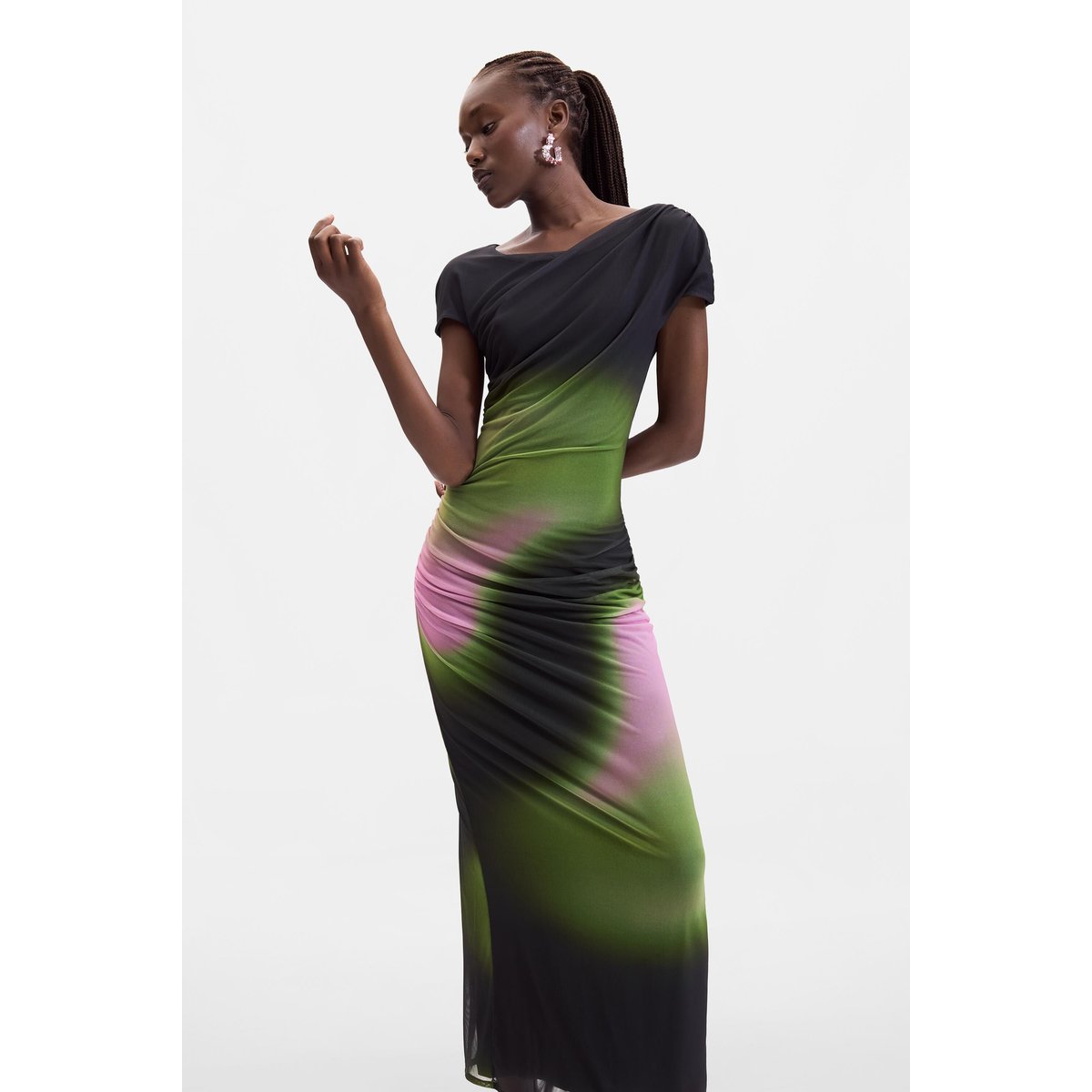Robe en tulle dégradé noir, DESIGUAL