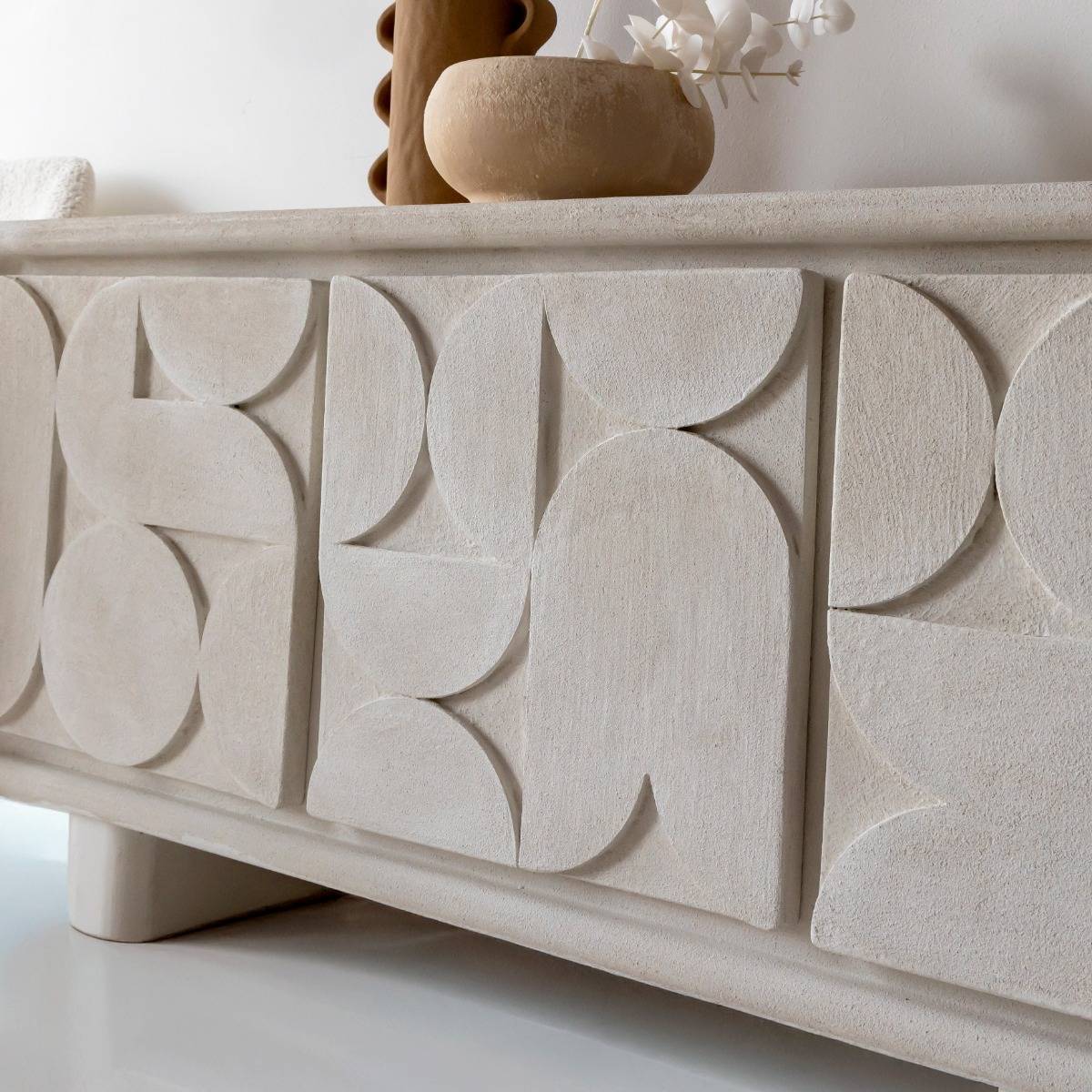 Buffet en bois effet béton DANAÉ blanc, MADE IN MEUBLES