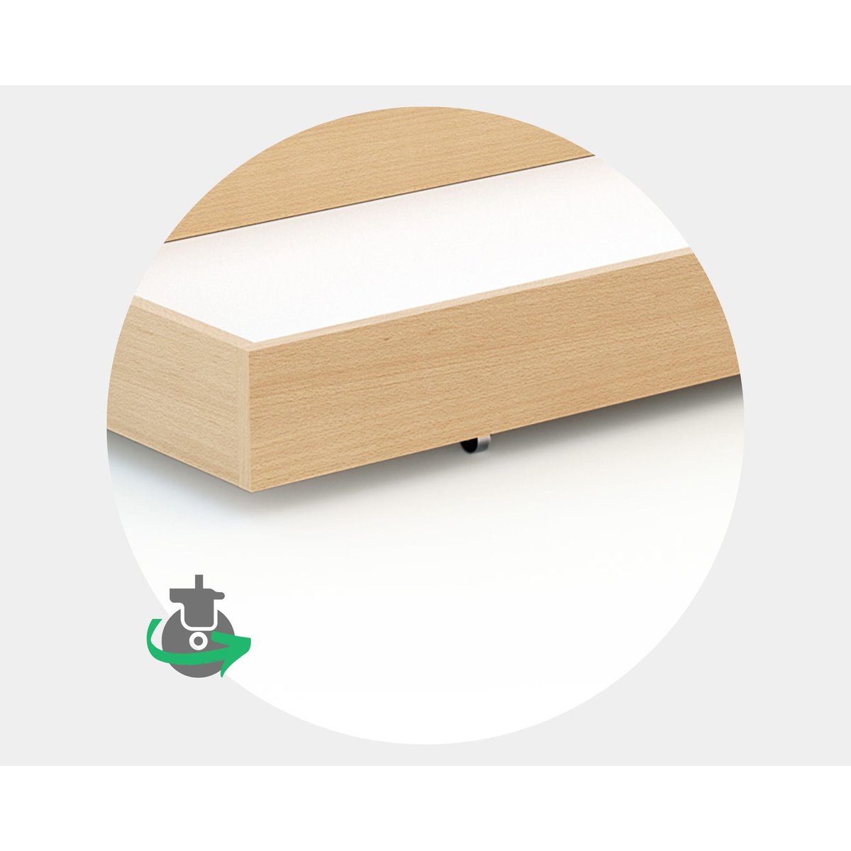 Tiroir de lit bébé en bois ROLO 60 x 120 hêtre verni, WEBABY