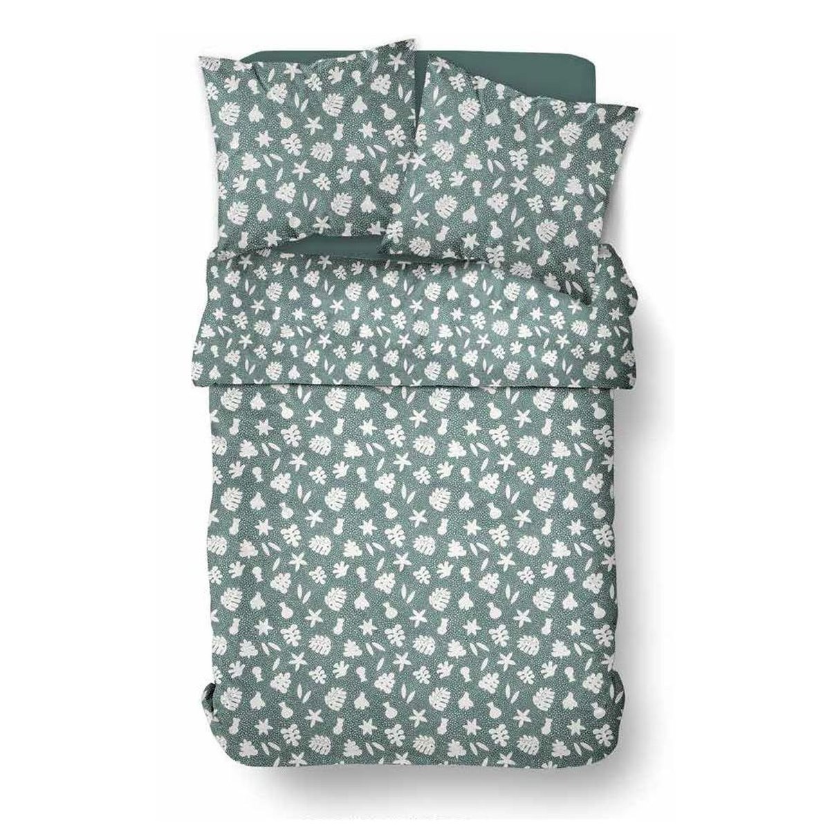 Parure de lit imprimé floral coton SUNSHINE AGATHE vert, TODAY