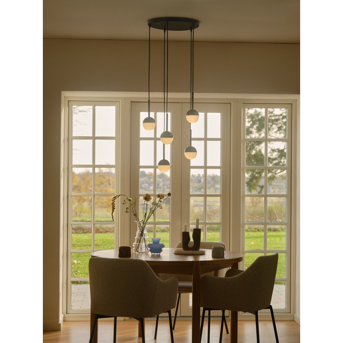 Support plafond Rond et Minimaliste en métal, LUANA 5-exits blanc, NORDLUX