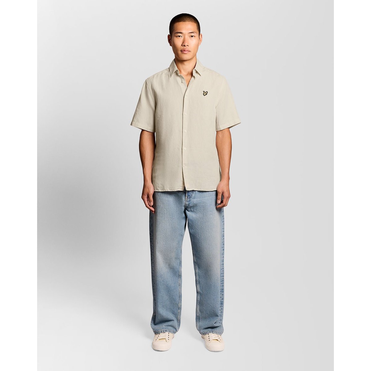 Chemise manches courtes en mélange de lin blanc crique, LYLE & SCOTT