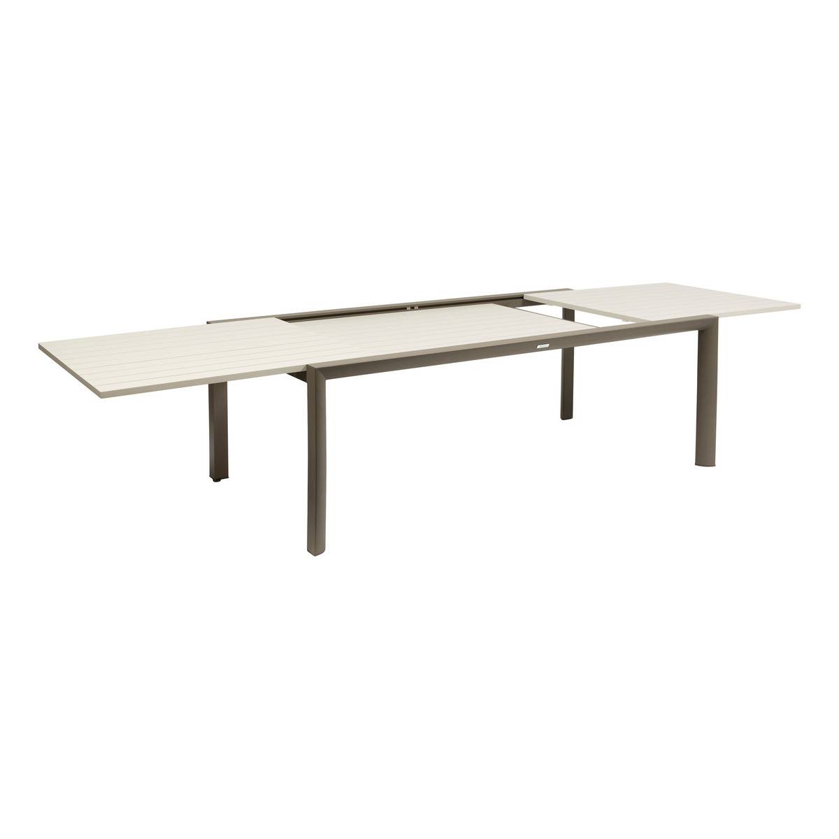 Table de jardin extensible 12 places en aluminium LUZANE argile, HESPERIDE