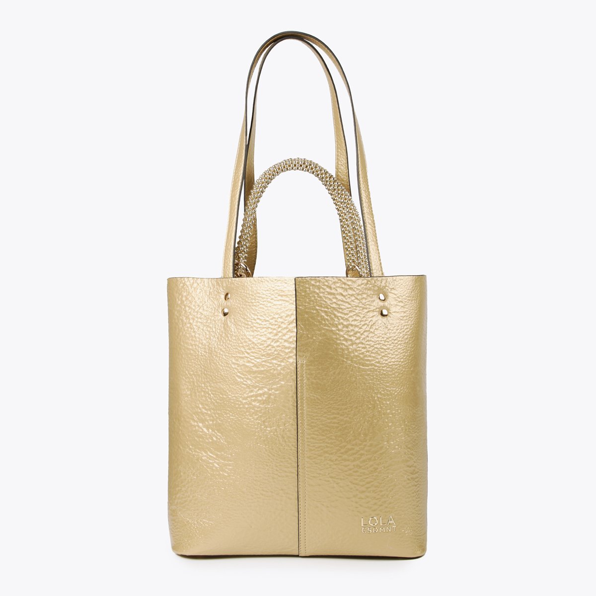 Sac cabas avec anse à effet bijou doré, LOLA CASADEMUNT