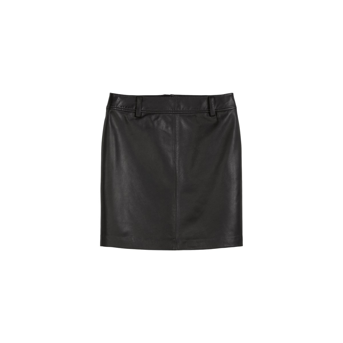 Mini-jupe en cuir regular en cuir nappa d'agneau souple noir, MARC O'POLO