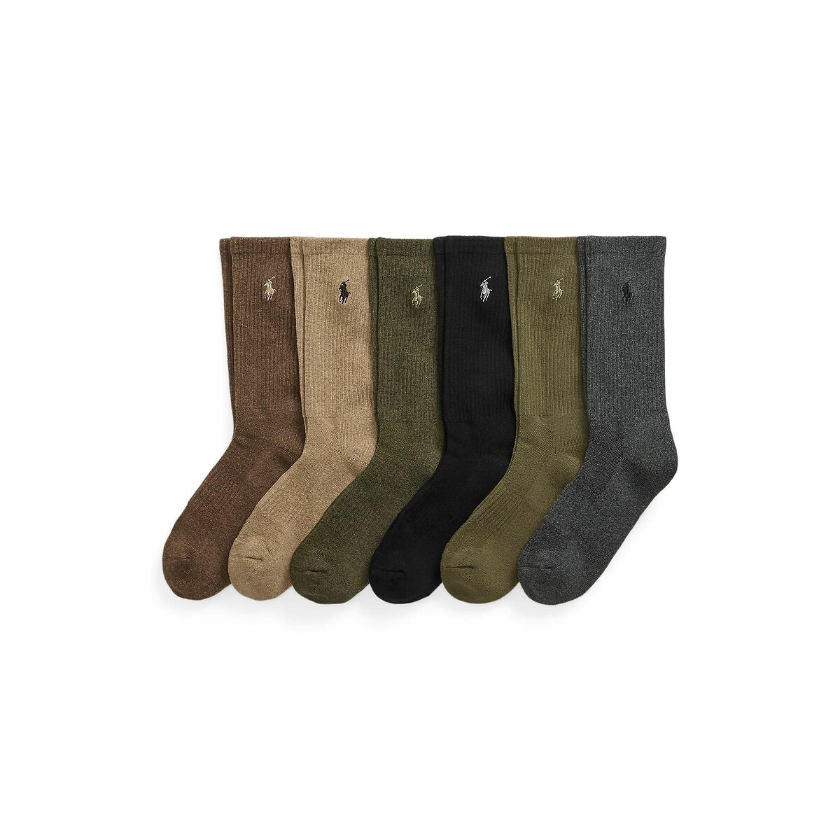 Pack of 6 Pairs of Sports Socks in Cotton brown, POLO RALPH LAUREN