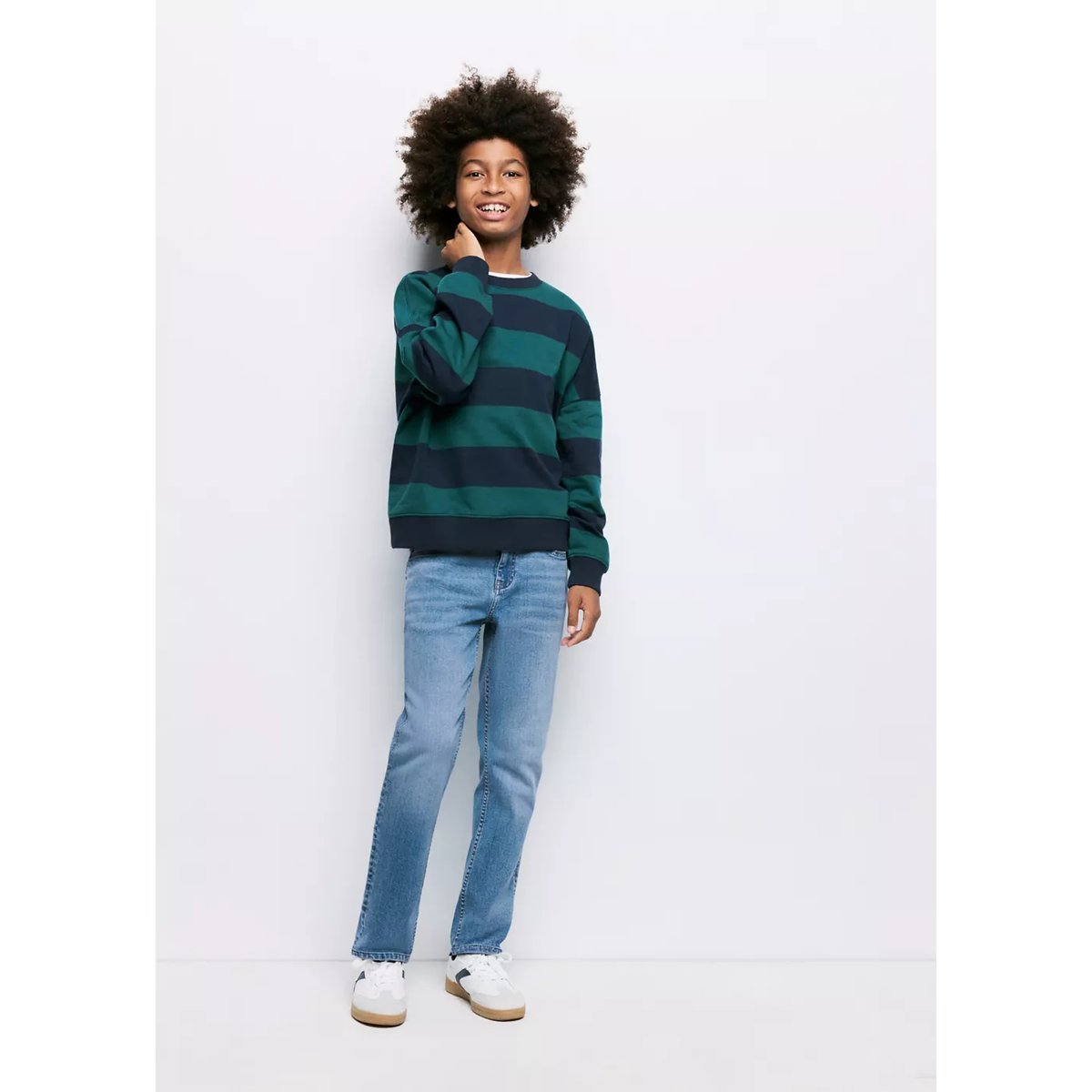 Jean slim fit en coton bleu moyen, MANGO KIDS
