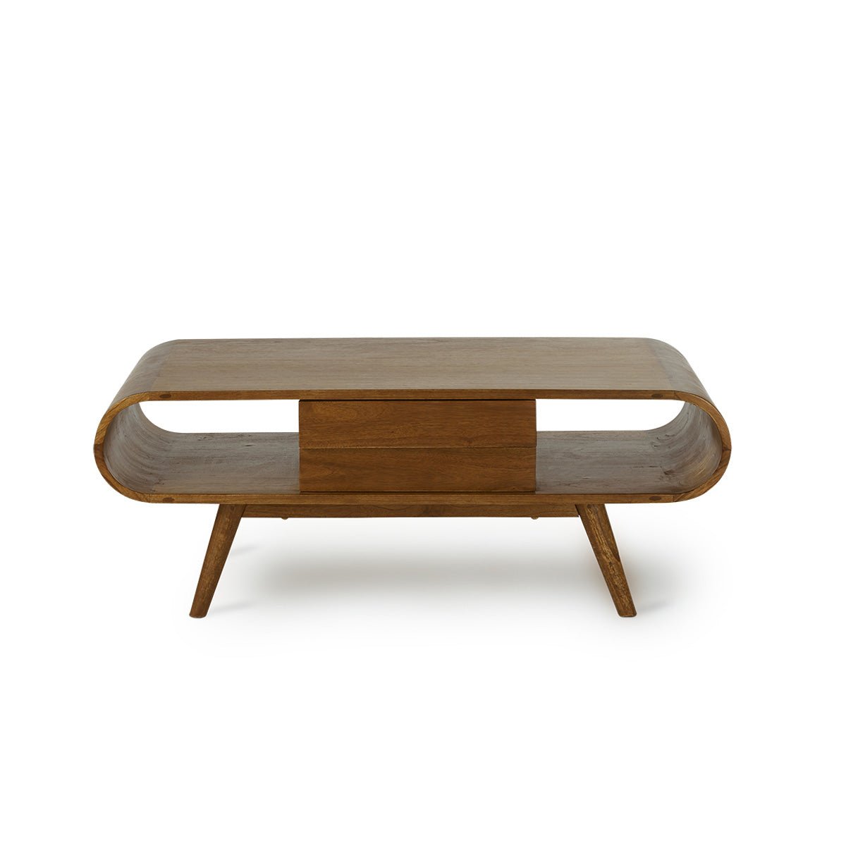 Table basse en bois massif 120 cm 2 tiroirs APOLLINE marron, BERAH GETAH