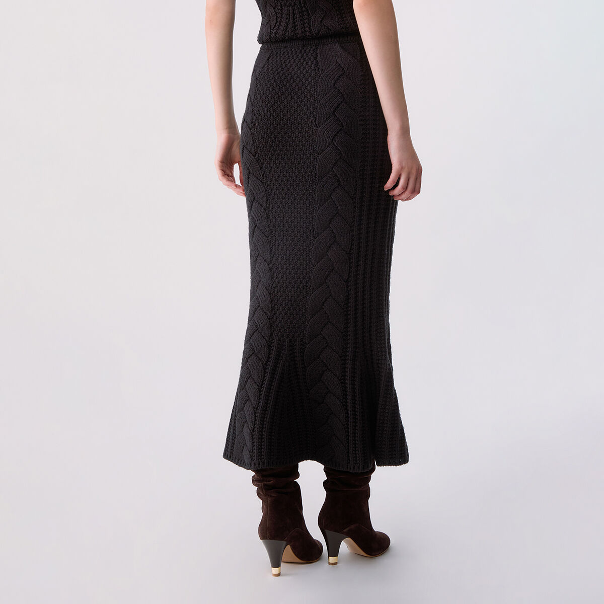 Jupe mi-longue en maille noir, LIU JO