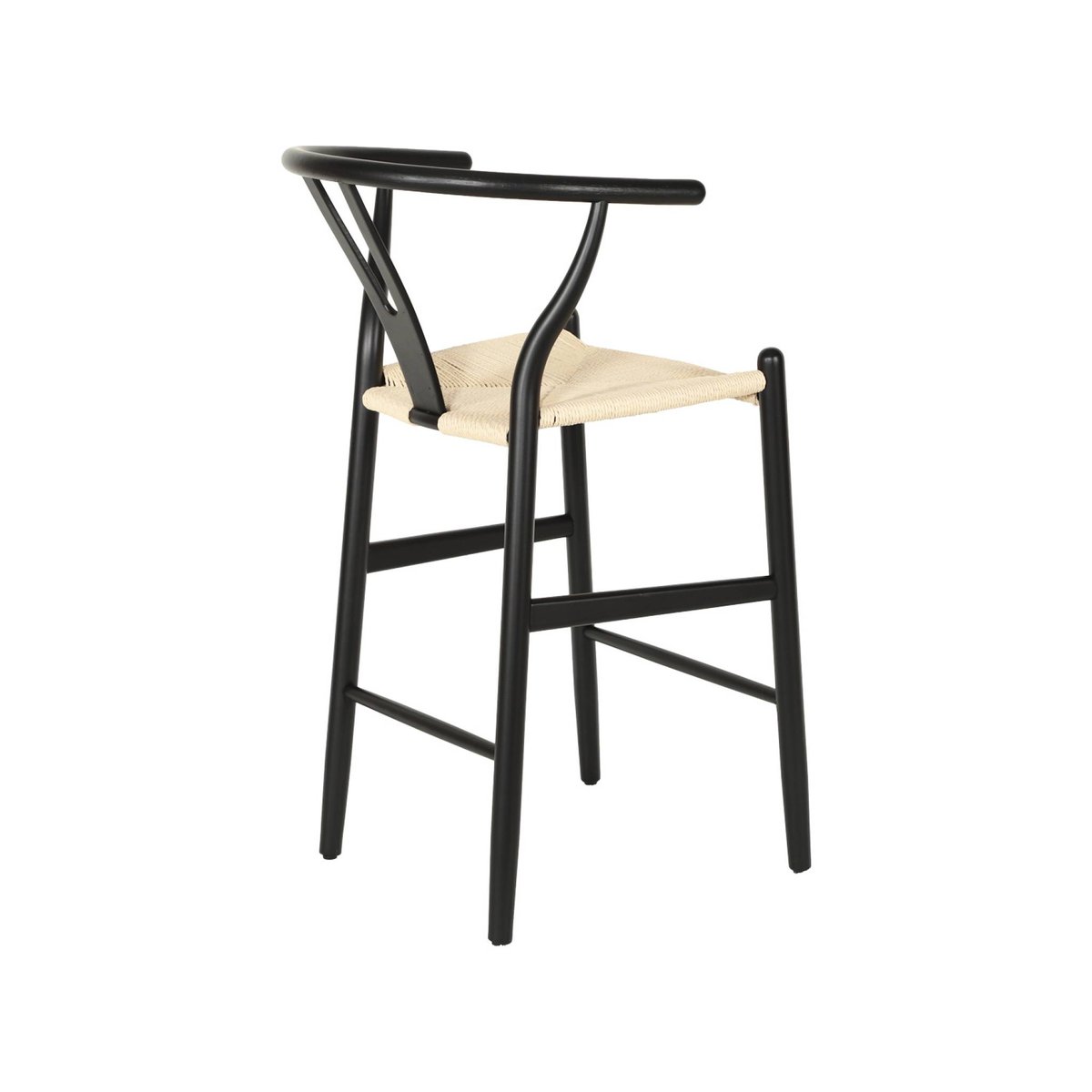 Tabouret de bar vintage bois de hêtre et cordes (lot de 2) CECILE noir, SWEEEK