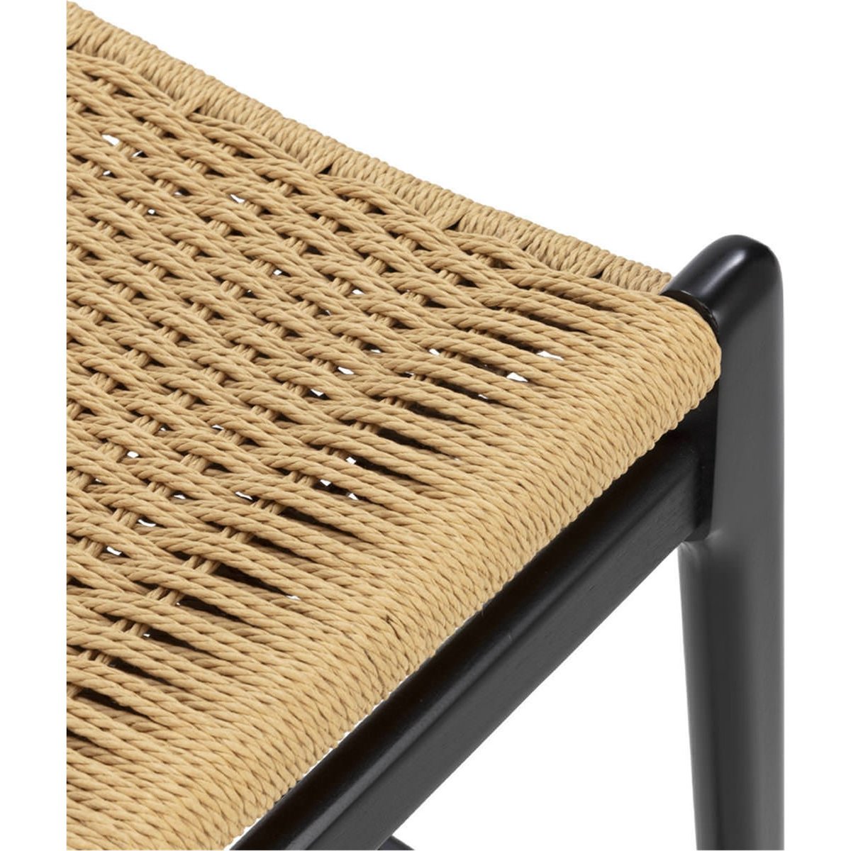 Tabouret haut en bois et corde de papier noir et naturel, RECOLLECTION