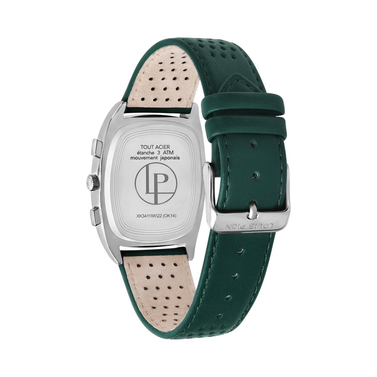 Montre Analogique ARSÈNE argenté blanc vert, LOUIS PION